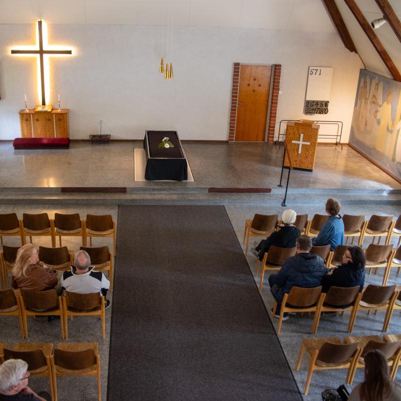 Siunauskappelin sali sisältä.